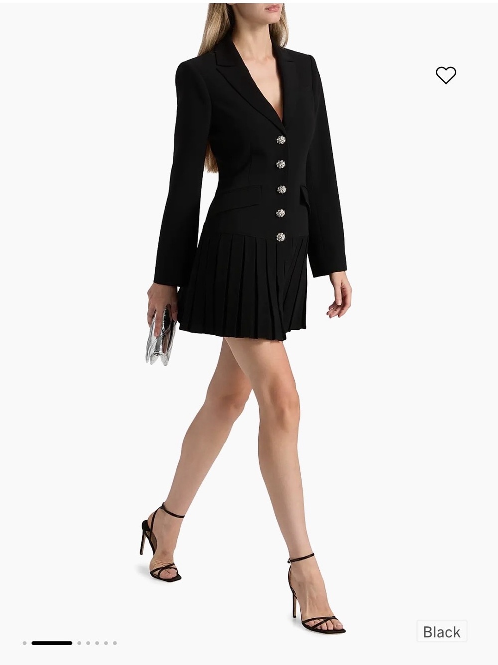 Cinq à Sept -  Black Pleated Hem Blazer Dress
